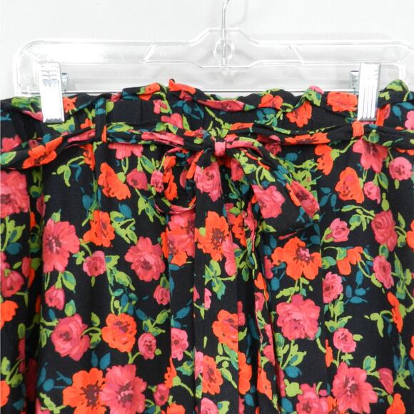 Express Floral Skirt Size XL Pleated Tie Waist Boho Flirty Summer Mini Cottage - Picture 4 of 12